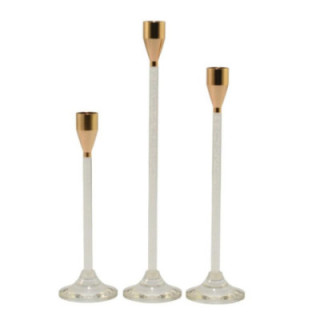 Świeczniki 3szt metal/plastik złoty 20/26/31cm 3034G